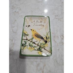 Vintage Cracker Barrel Dish Summer Song Bird Bee 6" x 4" Home Decor